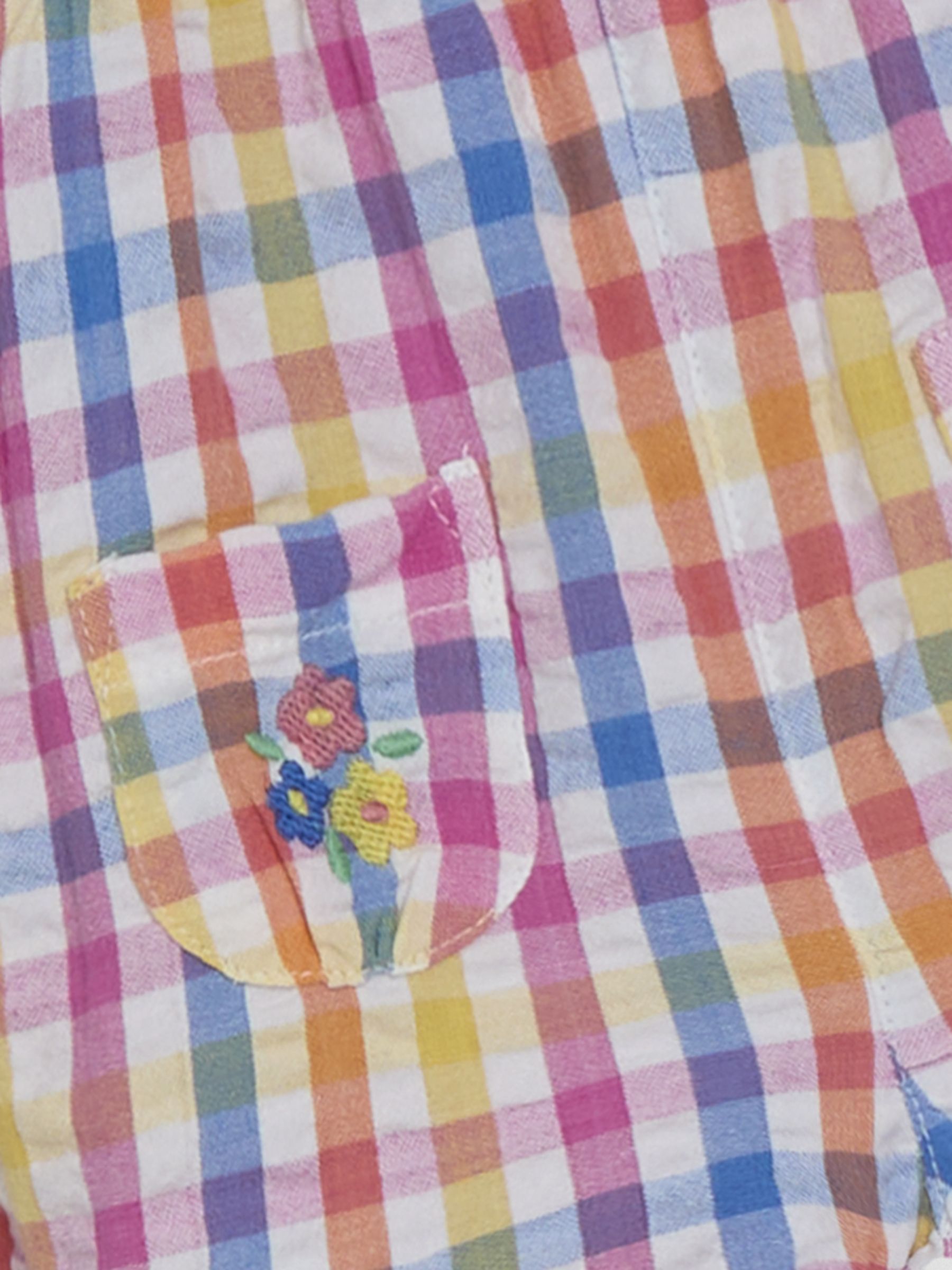 JoJo Maman Bébé Embroidered Gingham 100% Cotton Dungarees
