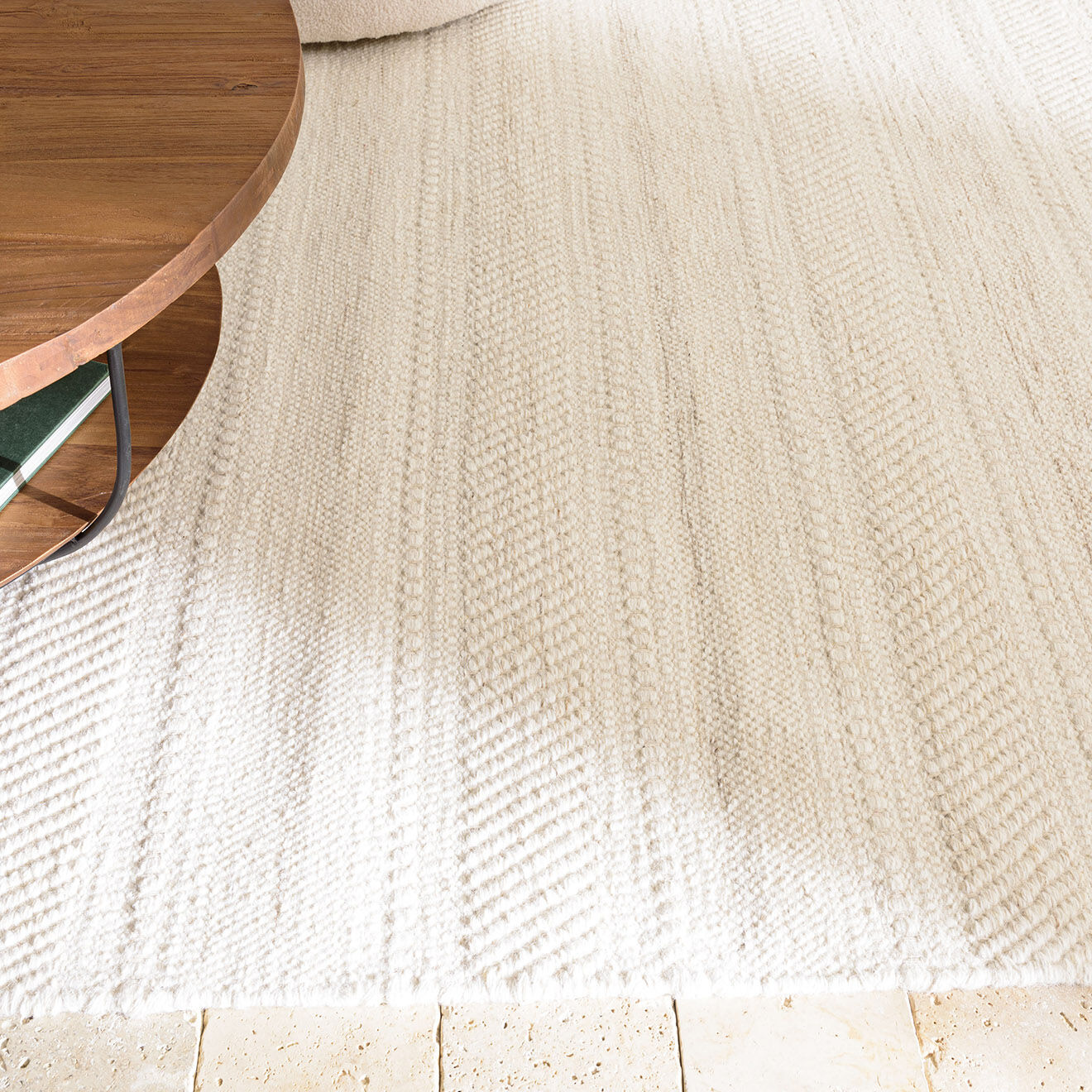 Macabane Tapis en Laine texturée Sacha beige - 290x200 cm