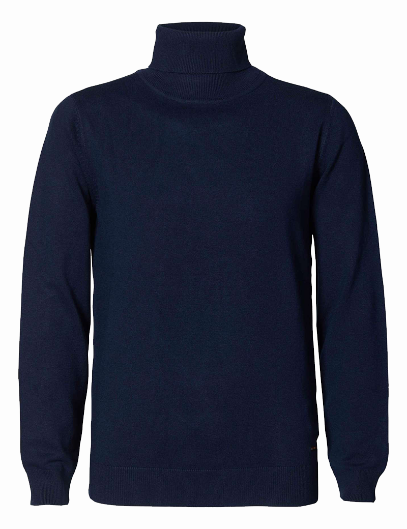PETROL IND PULL COL ROULÉ MAILLE FINE DEEP NAVY