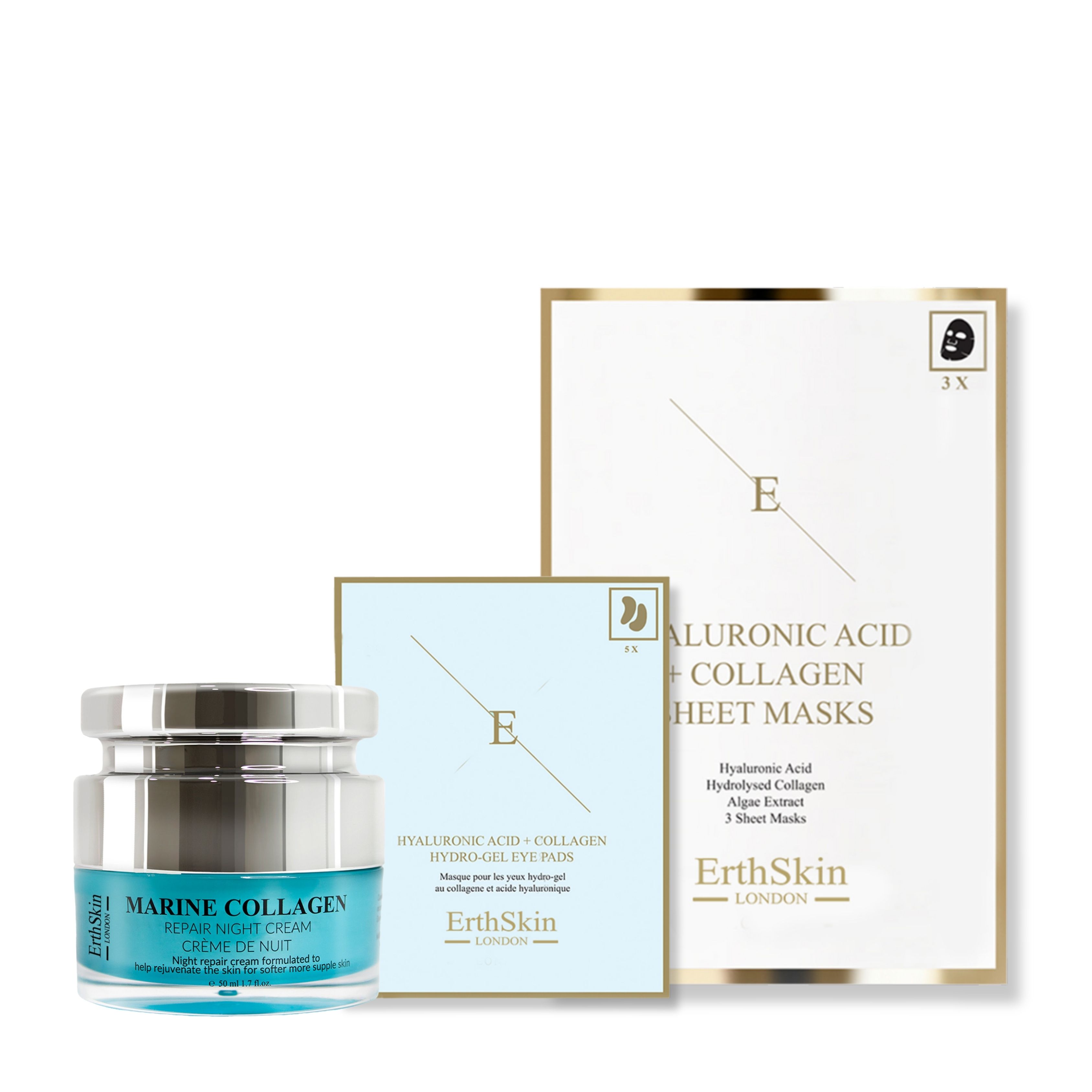 Erth skin london Hyaluron + Collagen Nachtpflege Set