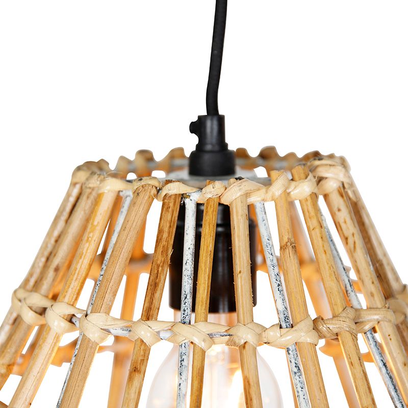 Hanglamp bamboe met wit langwerpig 3-lichts - Canna Diamond