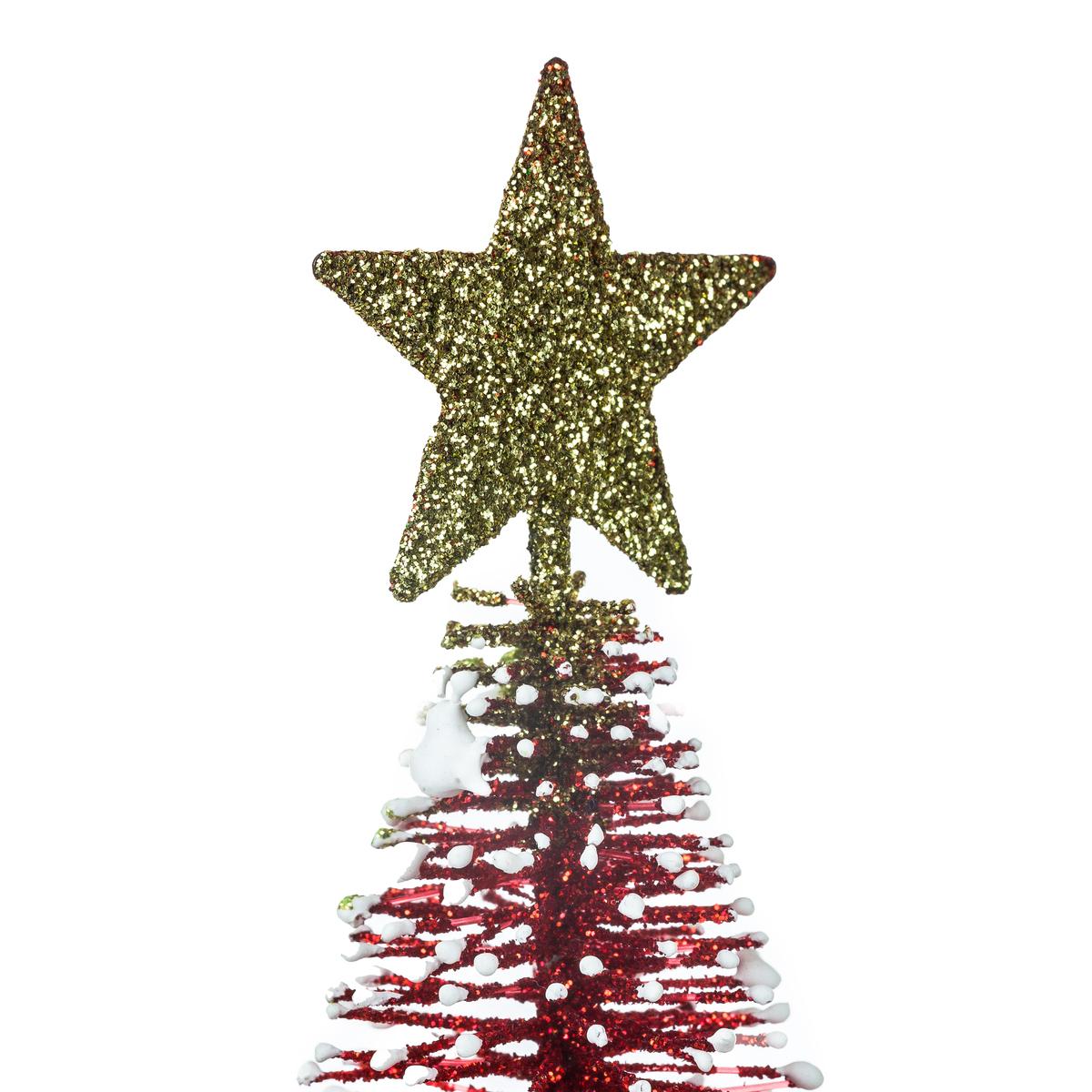 SAPIN TABLE PAILLETTE 14CM ROUGE