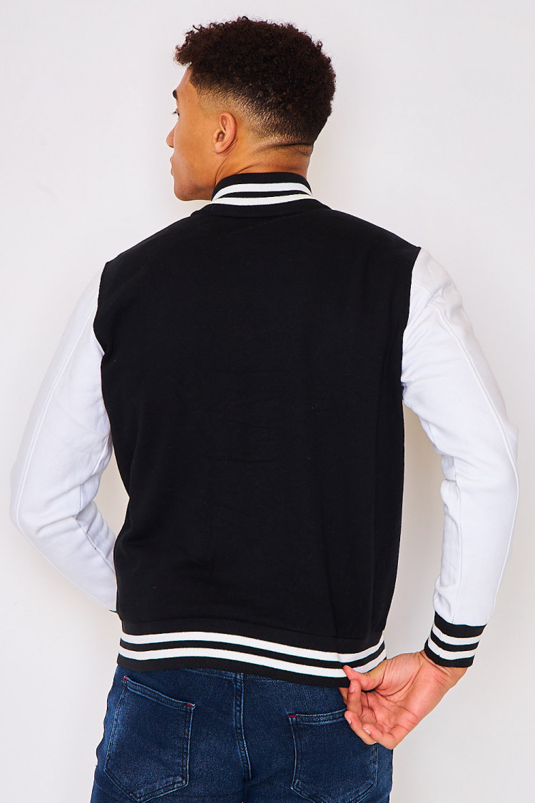 Bomber bicolore noir et blanc molletonné