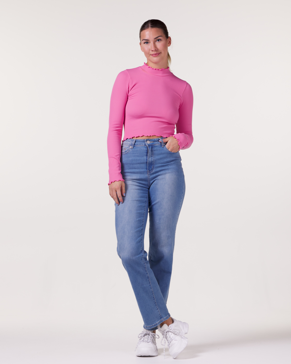 Bumpro Everyday Rib Polo Scallop Crop Pink