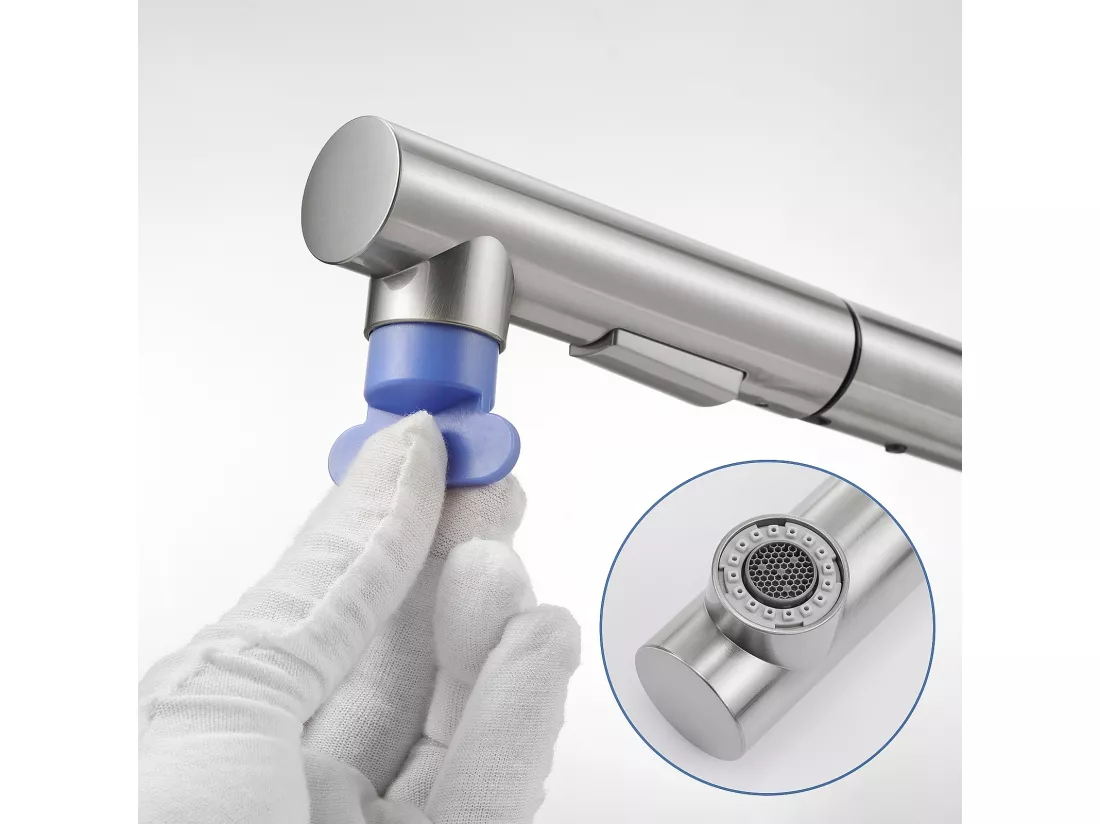 Mitigeur Cuisine avec Douchette Robinet Douchette d'évier Extractible à Deux Jets Mitigeur Evier Bec Haut Pivotant 360°avec Barboteur Démotable