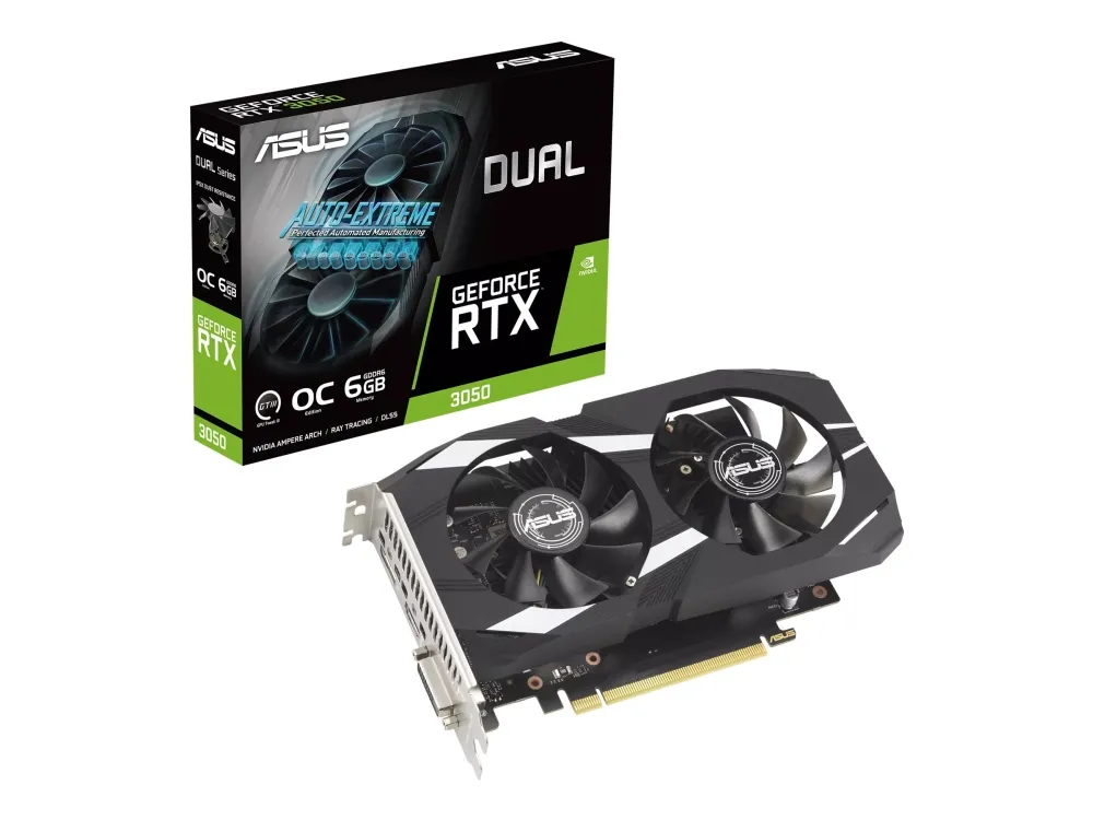 ASUS Dual GeForce RTX 3050 6GB - OC Edition - grafikkort - GF RTX 3050 - 6 GB GDDR6 - PCIe 4.0 - DVI, HDMI, DisplayPort