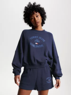 Moletom com mangas raglan e modelagem relaxada com logo