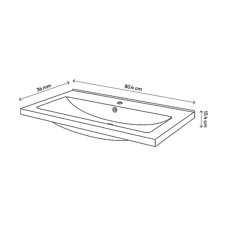 Plan vasque faible profondeur noir GoodHome Nira 80 cm