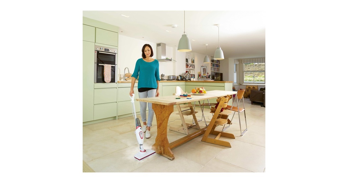 BLACK+DECKERBDS1616R 1600W steam-mop met 2 stoomdoeken stoomreiniger  (Wit/rood)