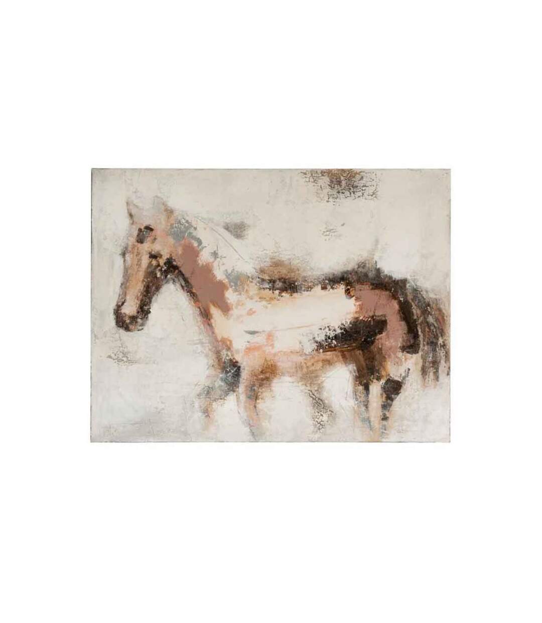 Paris Prix - Tableau Déco cheval 90x119cm Blanc & Marron