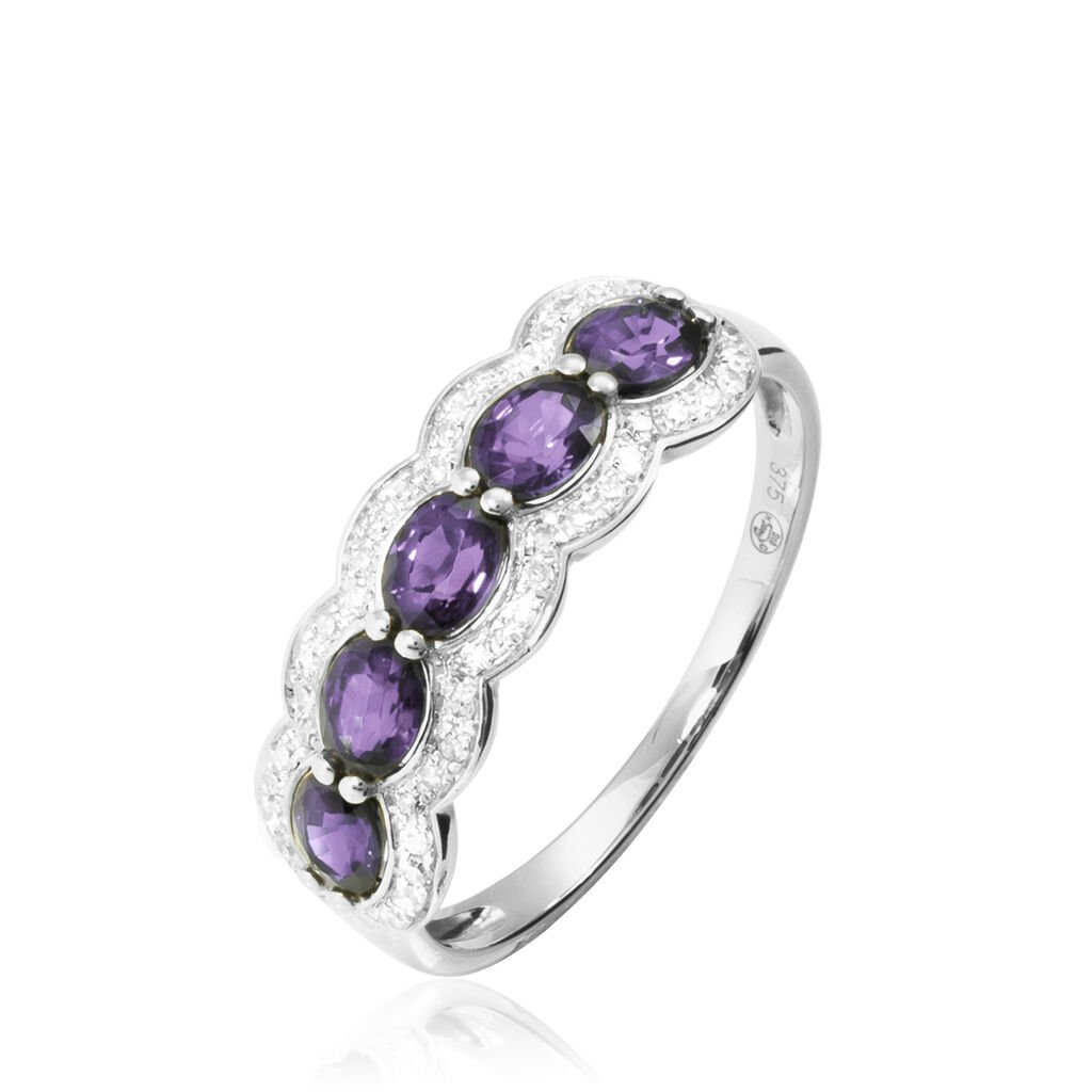 Bague Margaux Or Blanc Amethyste Et Diamant
