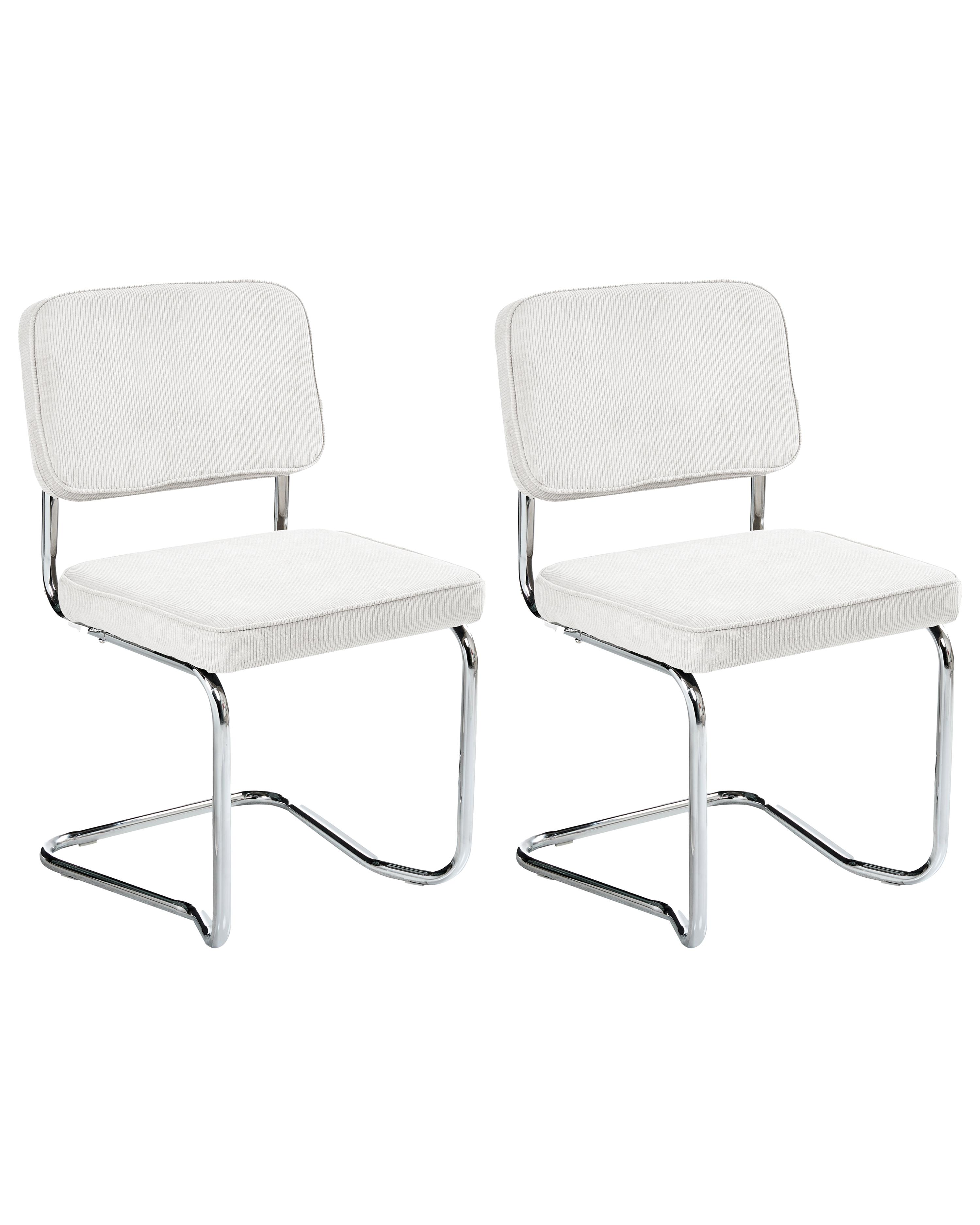 Set van 2 eetkamerstoelen IRWIN Corduroy Gebroken wit