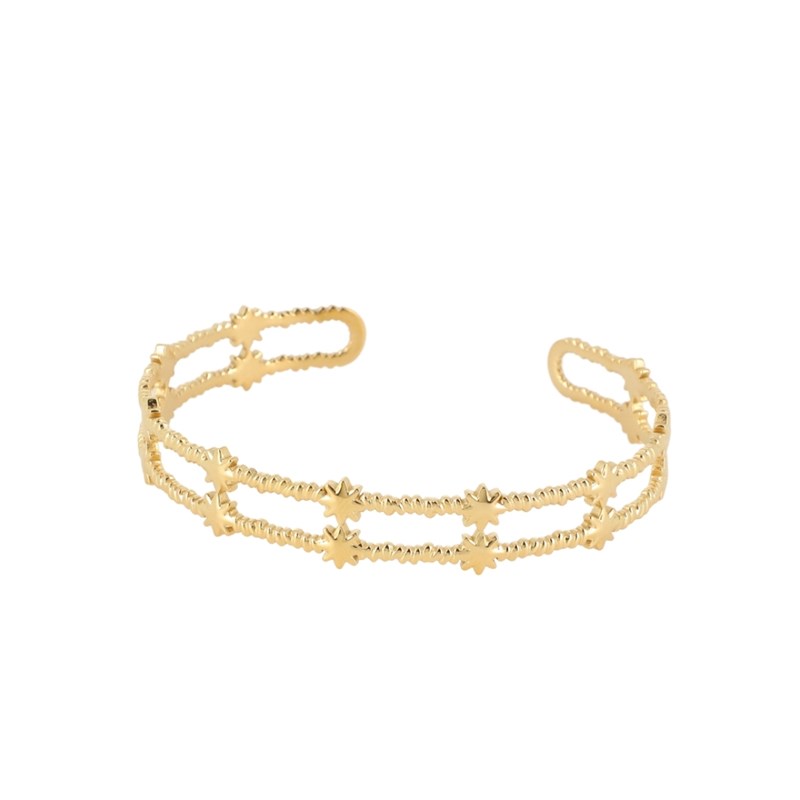 Bracelet rigide en acier doré ajustable