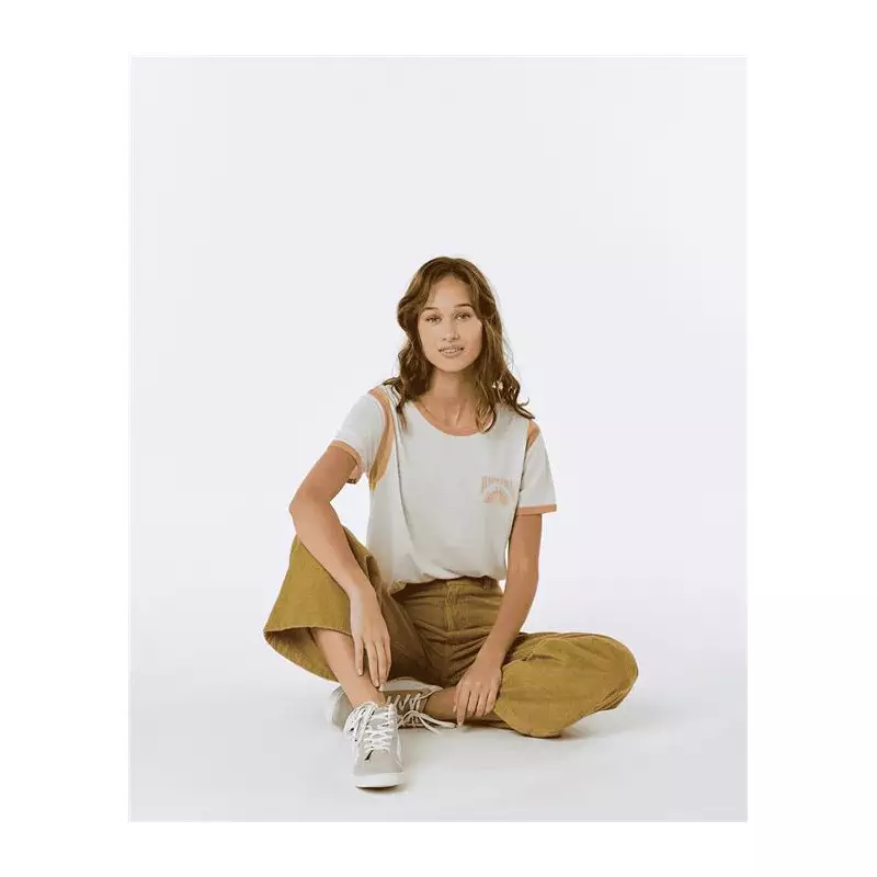 Teeshirt femme RIPCURL Ringer Surf Revival Tee Off White