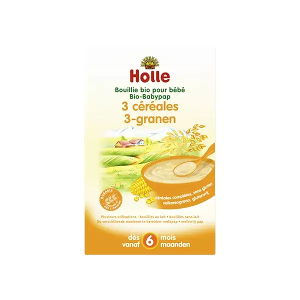 Mingau de 3 grãos orgânico sem glúten Holle +6m 250g