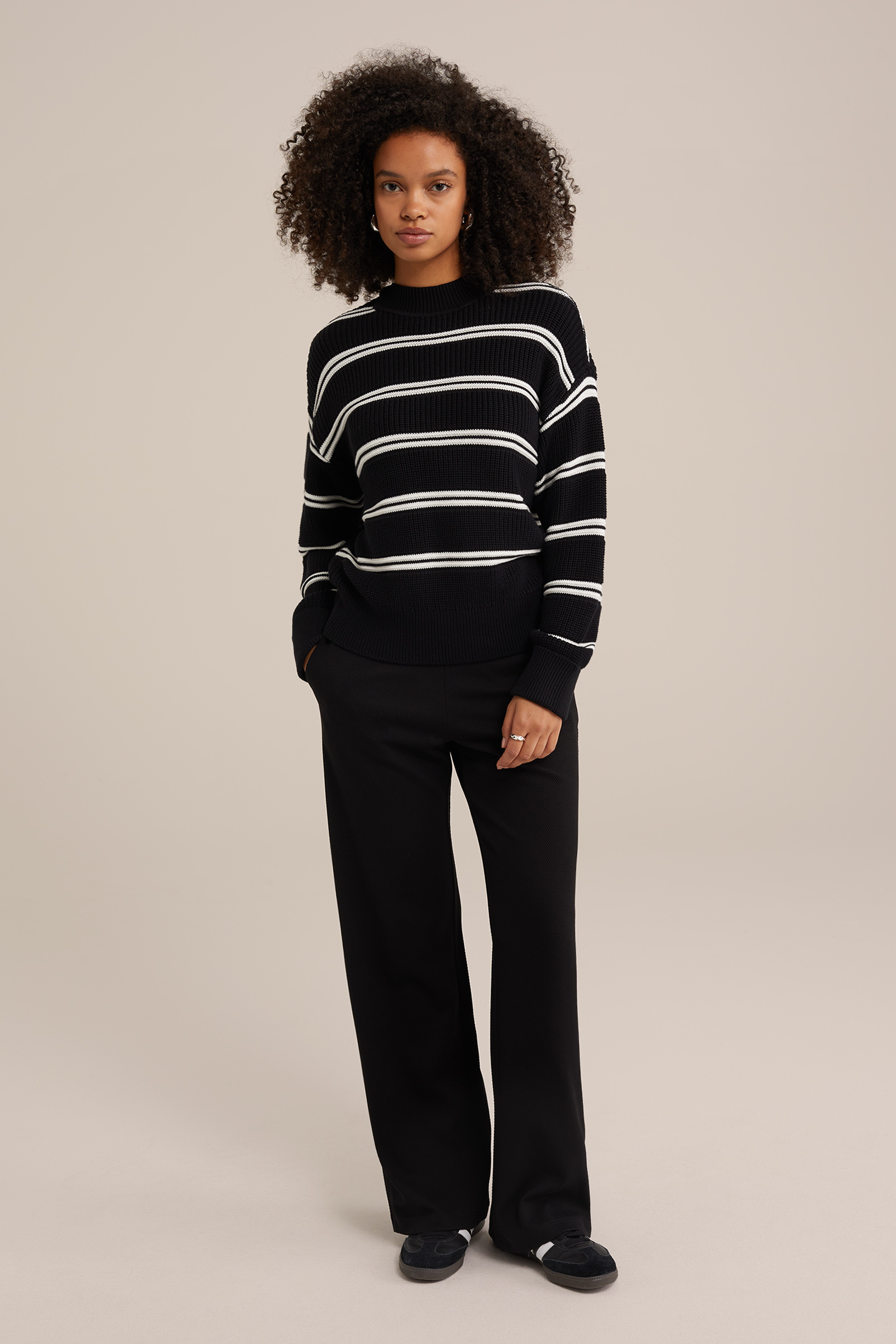 broek met structuur WE Fashion Zwart