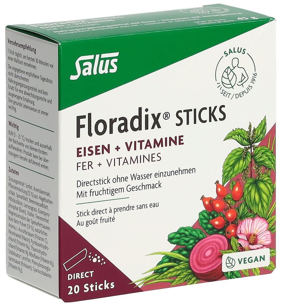 Floradix Eisen   Vitamine Sticks Plv Stick 20 Stk