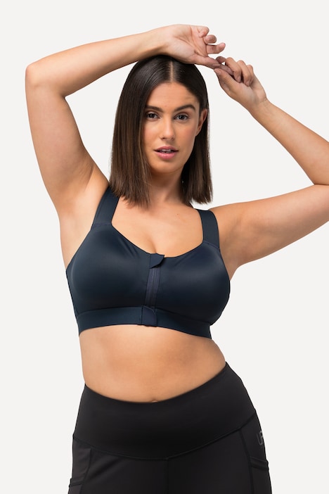 Sport-BH, ohne Bügel, Zipper, gekreuzte Träger