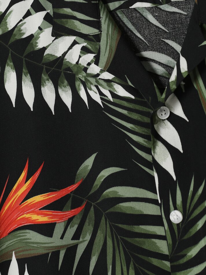 Camisa de manga curta em viscose estampada - Marengo