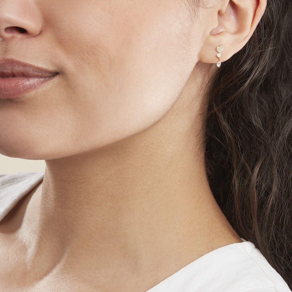 Boucles D'oreilles Pendantes Rihabe Or Jaune Oxyde De Zirconium