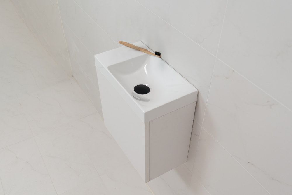 Sanigoods Minimo toiletmeubel 40cm mat wit met witte fontein zonder kraangat
