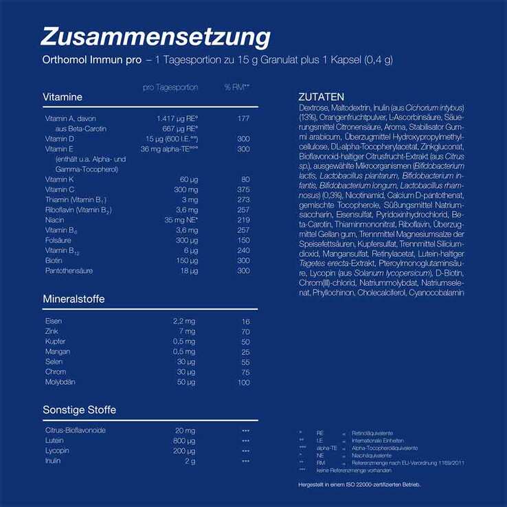 Orthomol Immun pro Granulat / Kapsel, 30 St