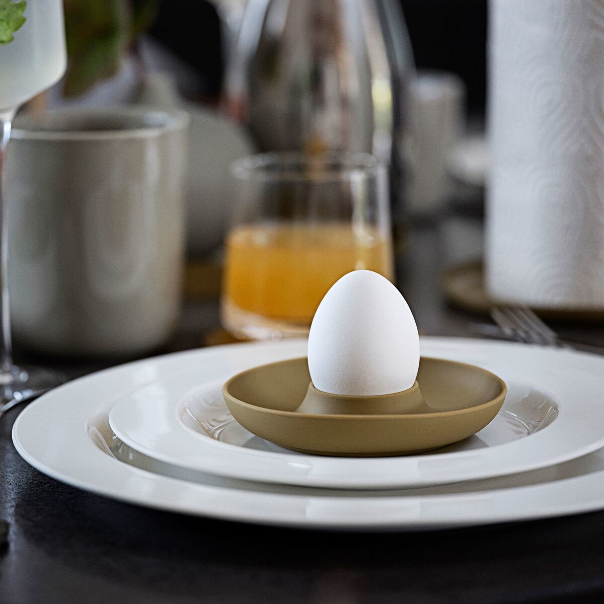 Eggkopper + holder 4 stk, natur