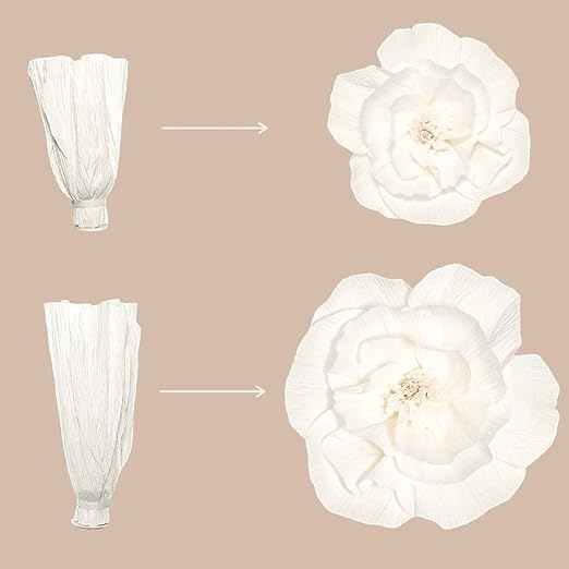 (3er Set) Krepppapier Kunstblumen DIY Wand Party Deko Pfingstrosen Photo Booth Bastel Blumenwand - Rosa