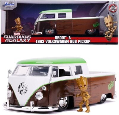 Jada Toys Marvel Bil med Figur Groot & Volkswagen Kombi Pickup 1:24