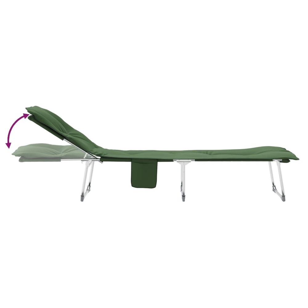 Chaise longue pliable vert foncé tissu