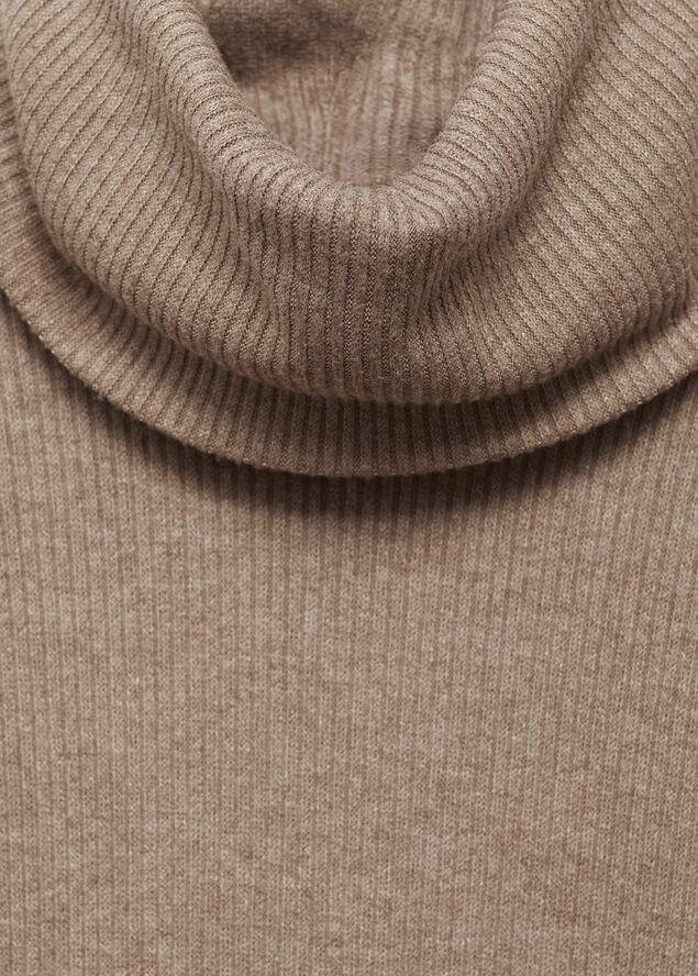 MANGO Ribbed turtleneck t-shirt Brown