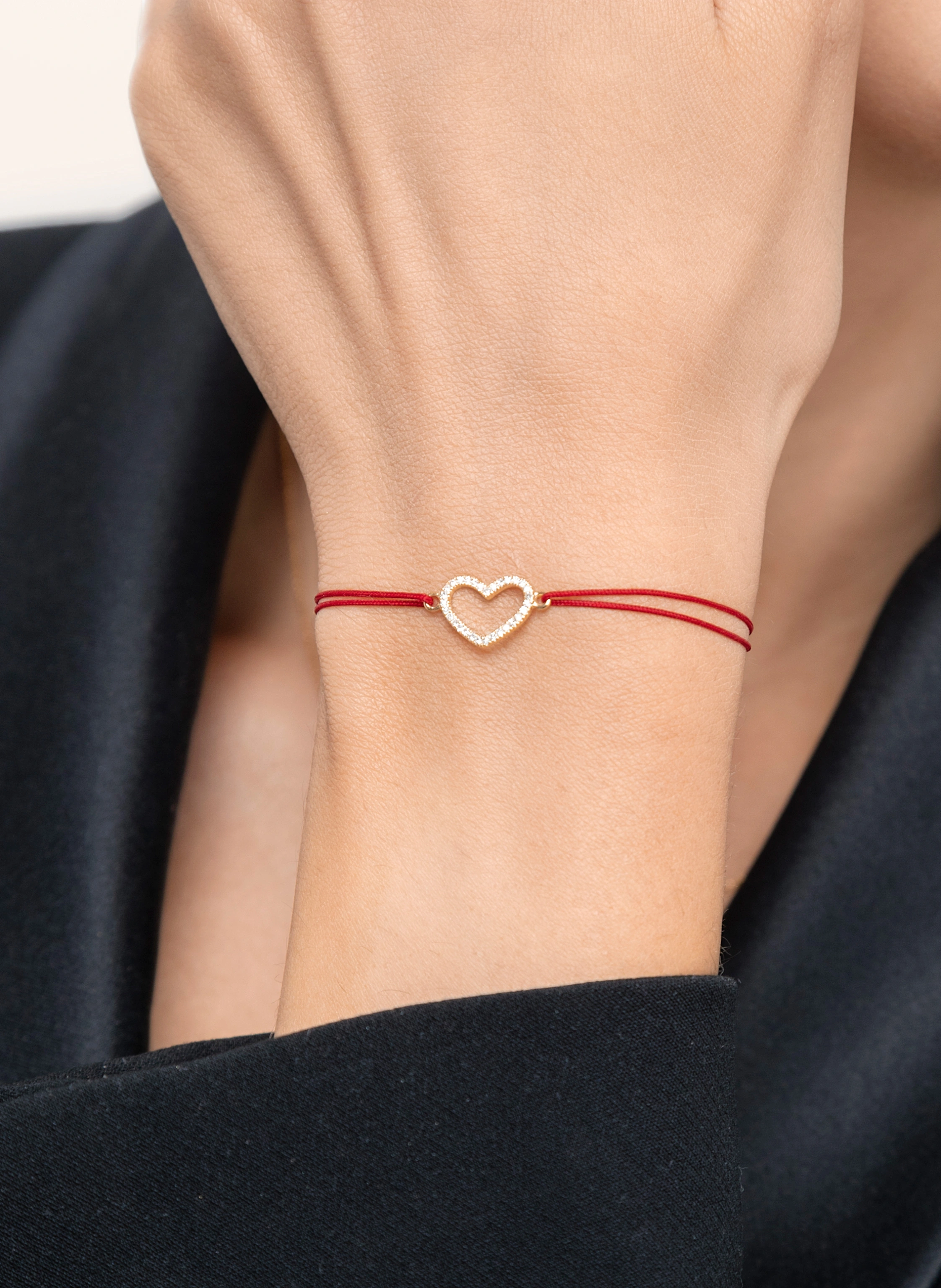 Leaf Freundschaftsarmband HEART aus 18 Karat Gelbgold mit Diamanten