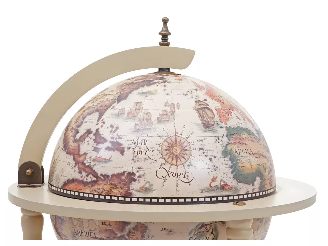 Bar de salon Globe MCW-D83 roulant, blanc