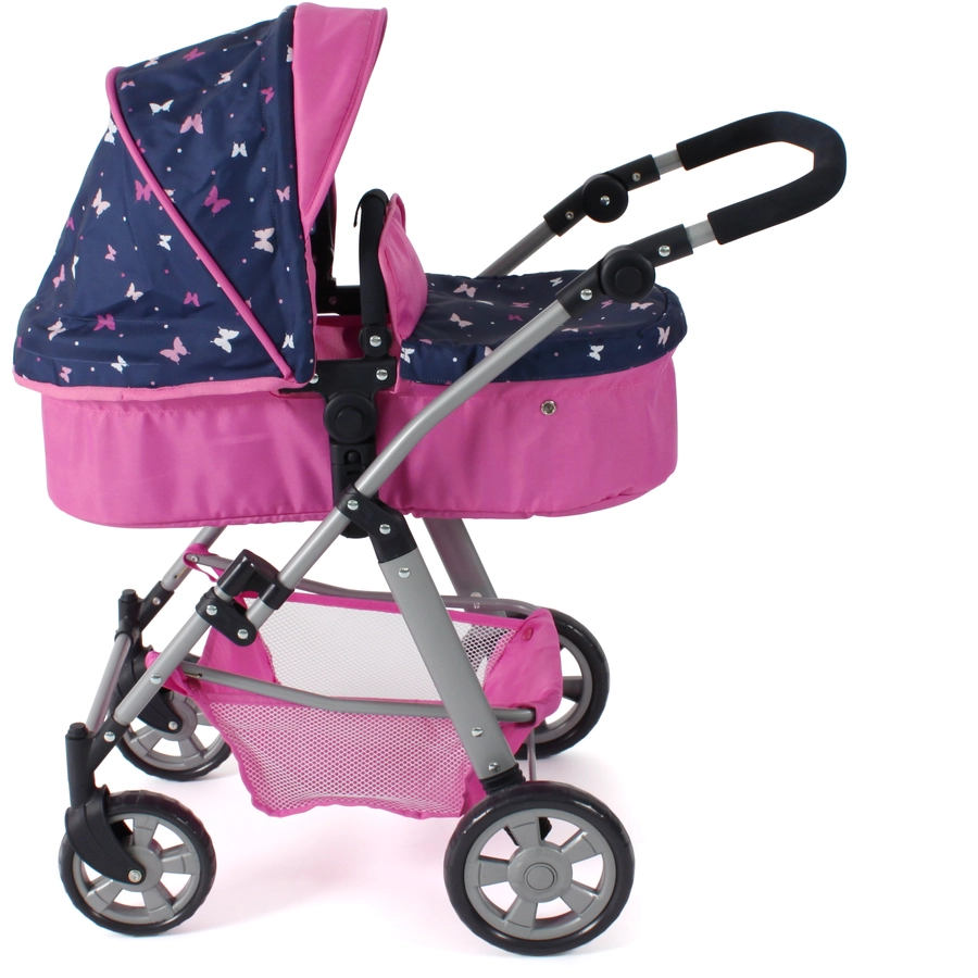 BAYER CHIC 2000 Kombi-Puppenwagen NELE Butterfly navy-pink