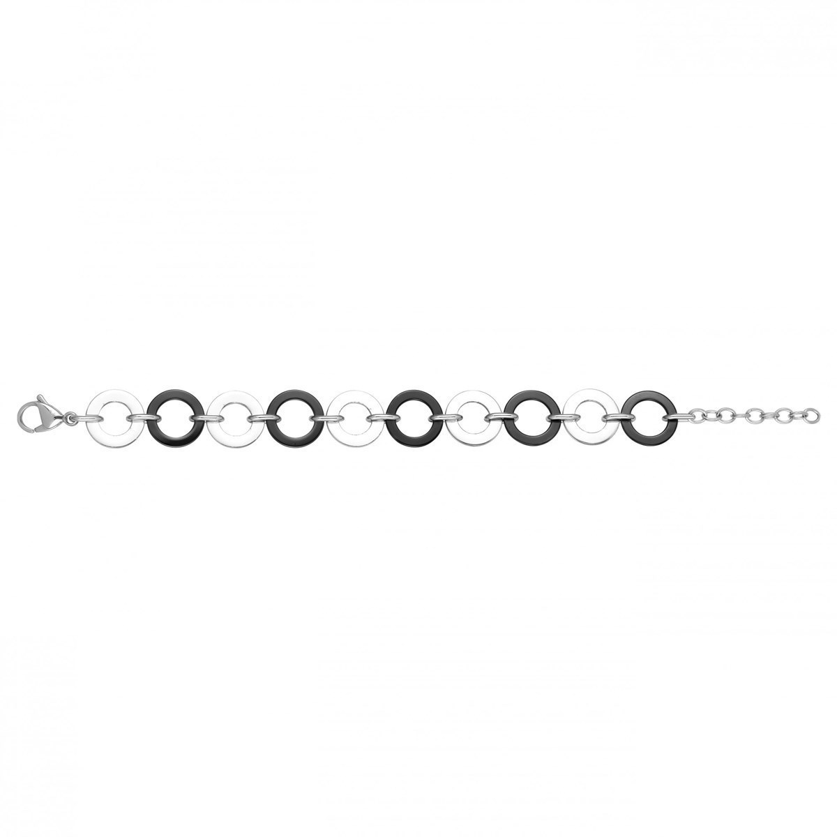 Bracelet souple multi-motifs en Acier 316L et céramique - blanc brillant