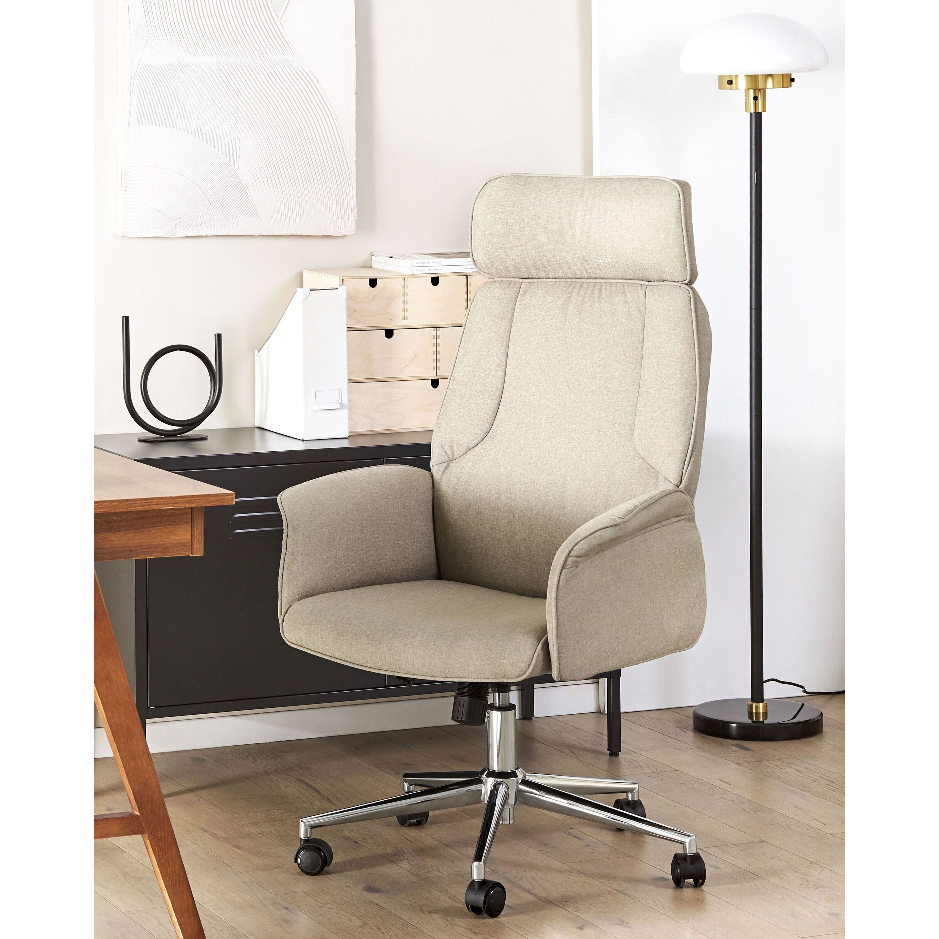 Beliani - PILOT - Bureaustoel - Beige - Polyester