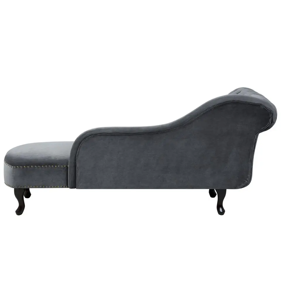 NIMES - Chaise longue - Grijs - Linkerzijde - Fluweel