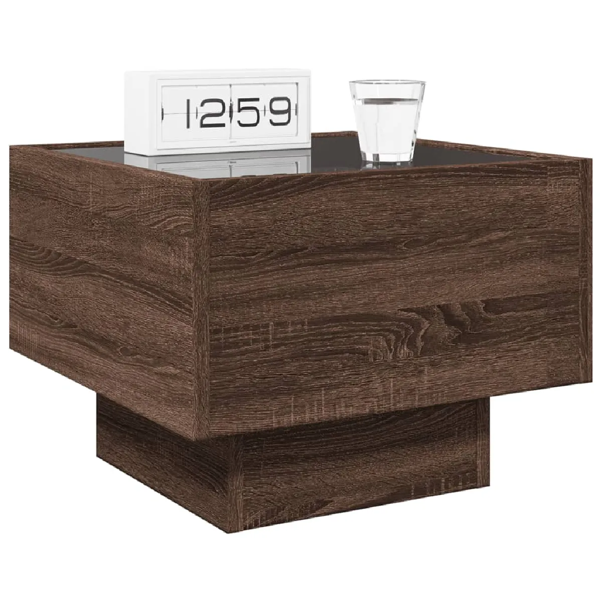 VIDAXL Table de Chevet LED Chêne Marron