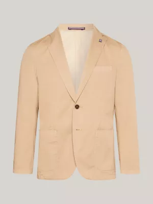 Blazer slim fit em sarja tingida em peça