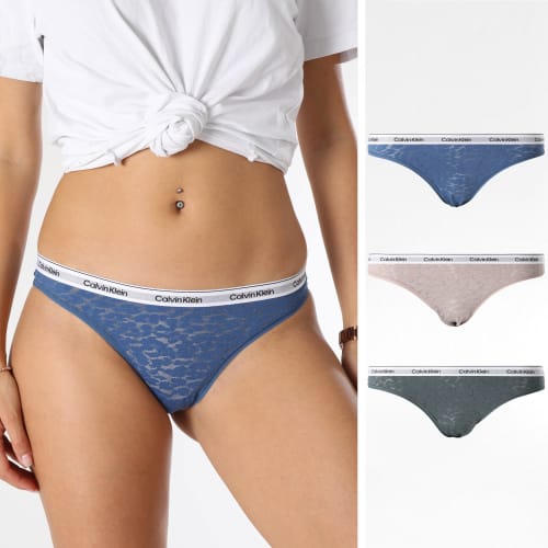 Lot De 3 Strings Femme QD5068E Gris Anthracite Bleu Marine Rose