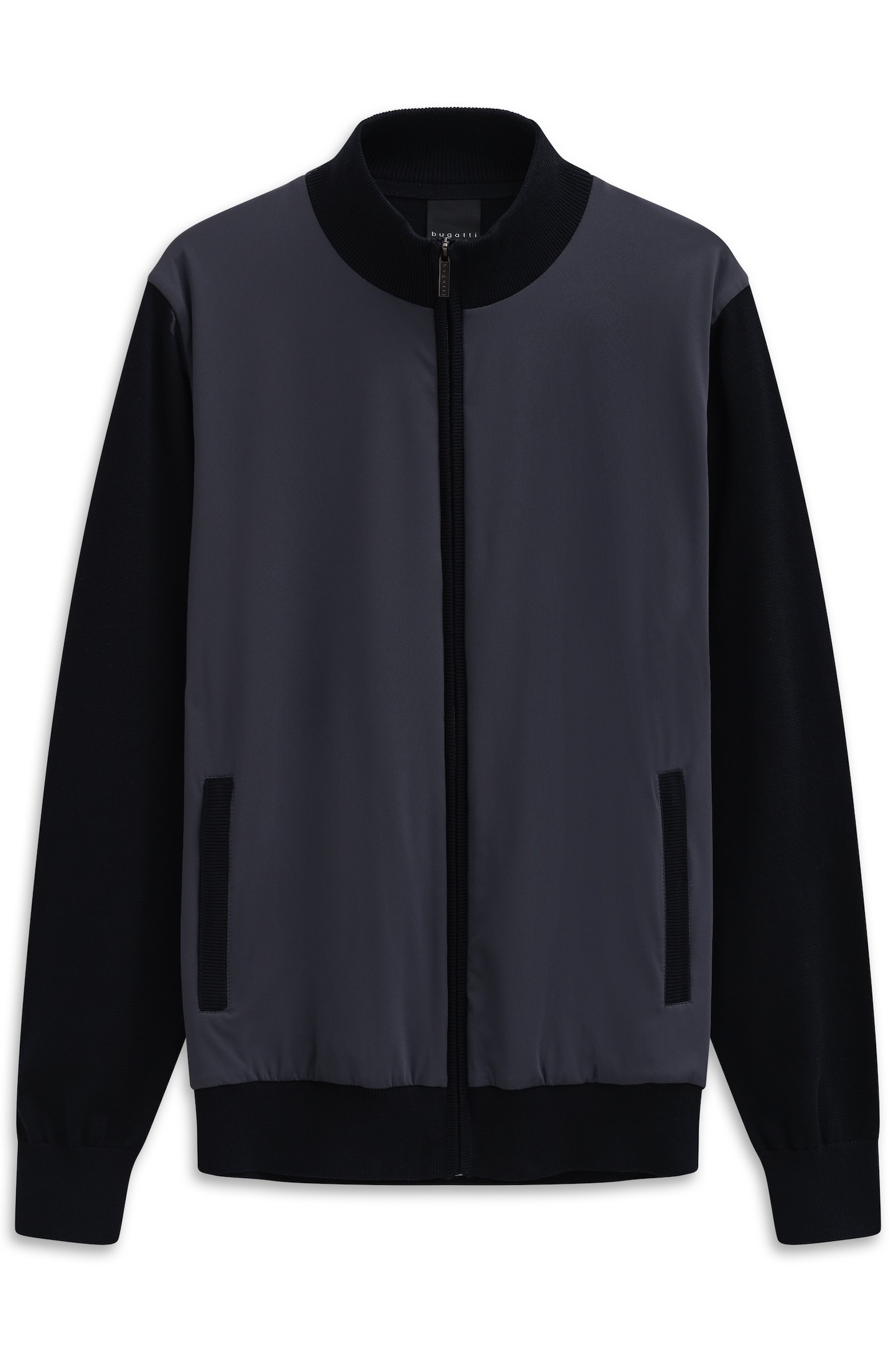 bugatti Strickjacke »Regular Fit«, mit Stehkragen und Reissverschlusstaschen