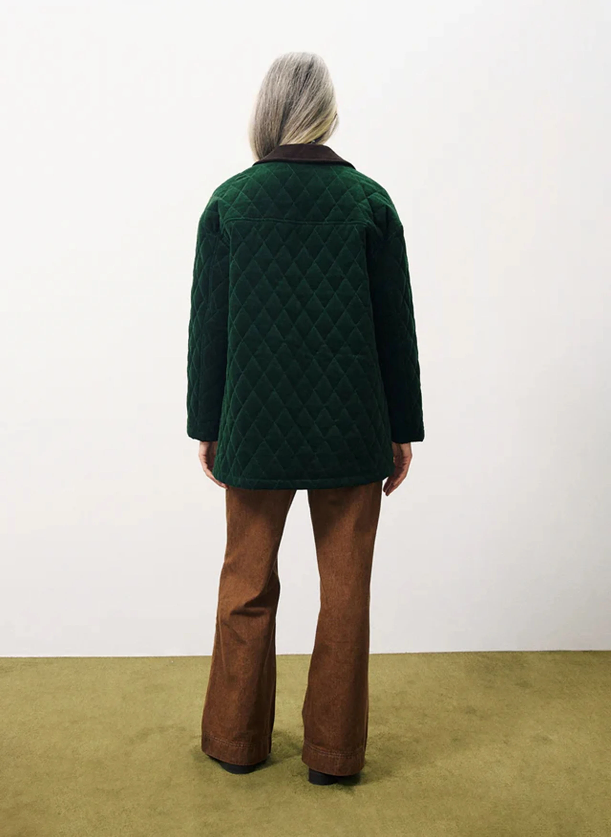 LAIA - Manteau col classique en coton mélangé | Vert