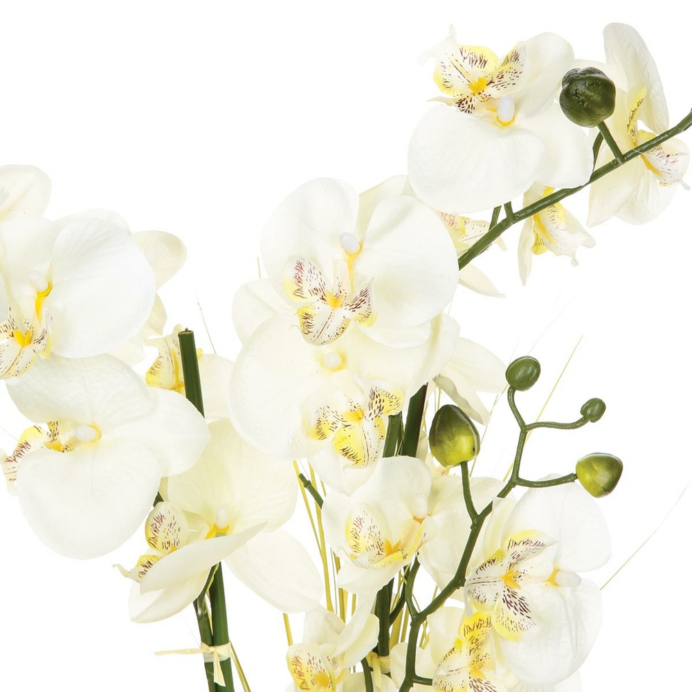 Composition florale d'orchidées artificielles vase en céramique d. 47 x h. 56 cm