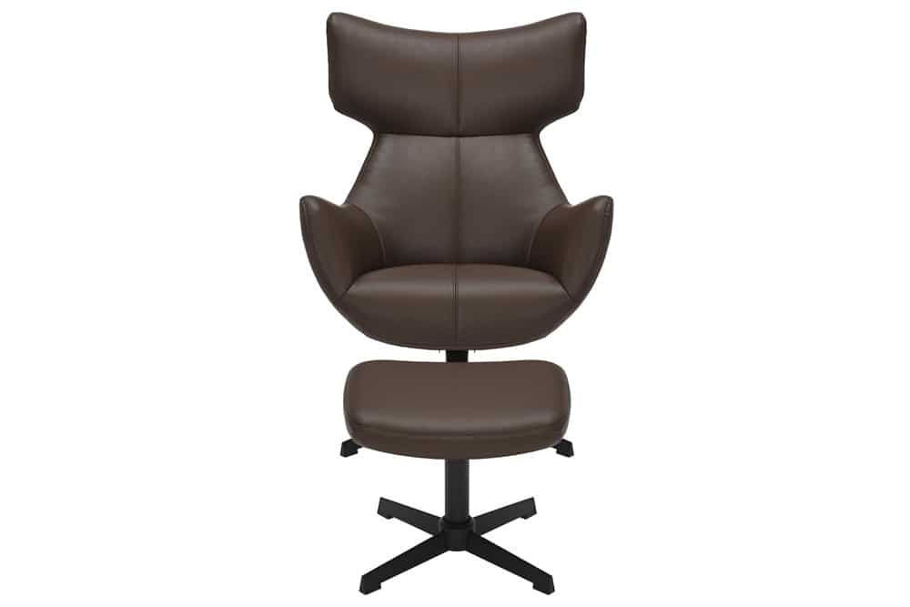 Drehbarer Sessel VOGUE brandy braun Kunstleder schwarze Metallbeine mit Armlehne