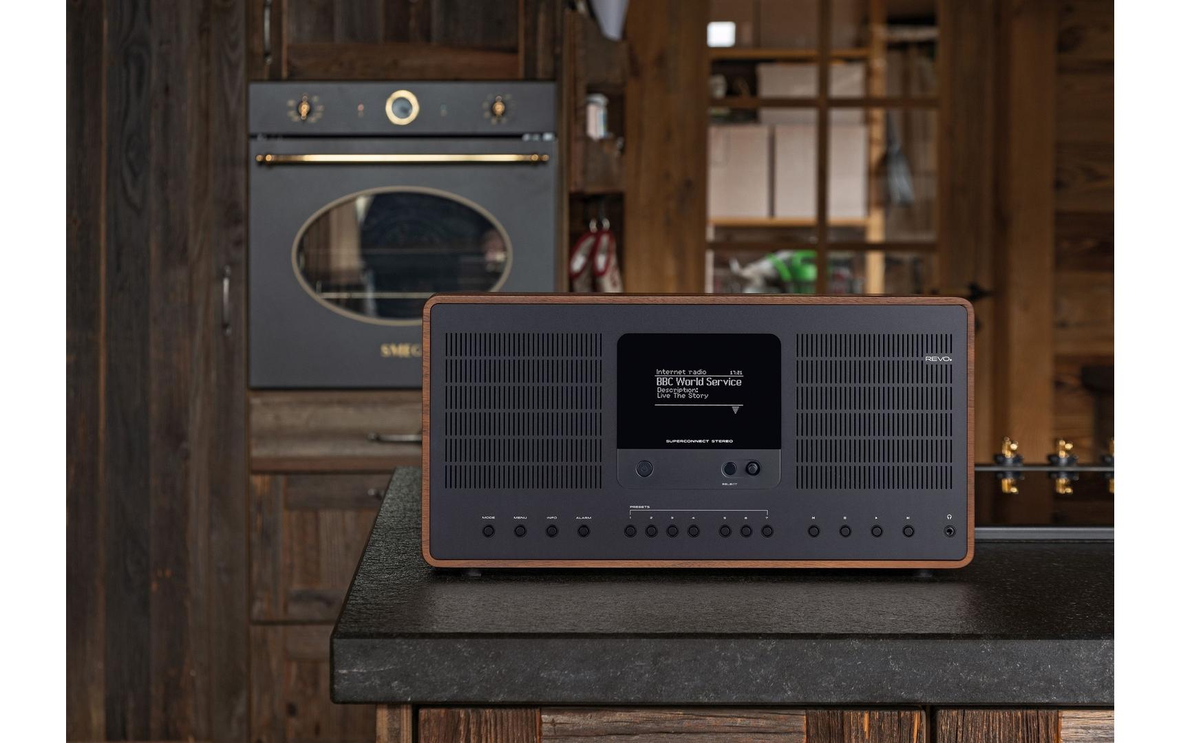 DAB+ Radio Superconnect Stereo Schwarz<br>Hybrid-Multifunktionsradio mit OLED-Display, WLAN und Bluetooth