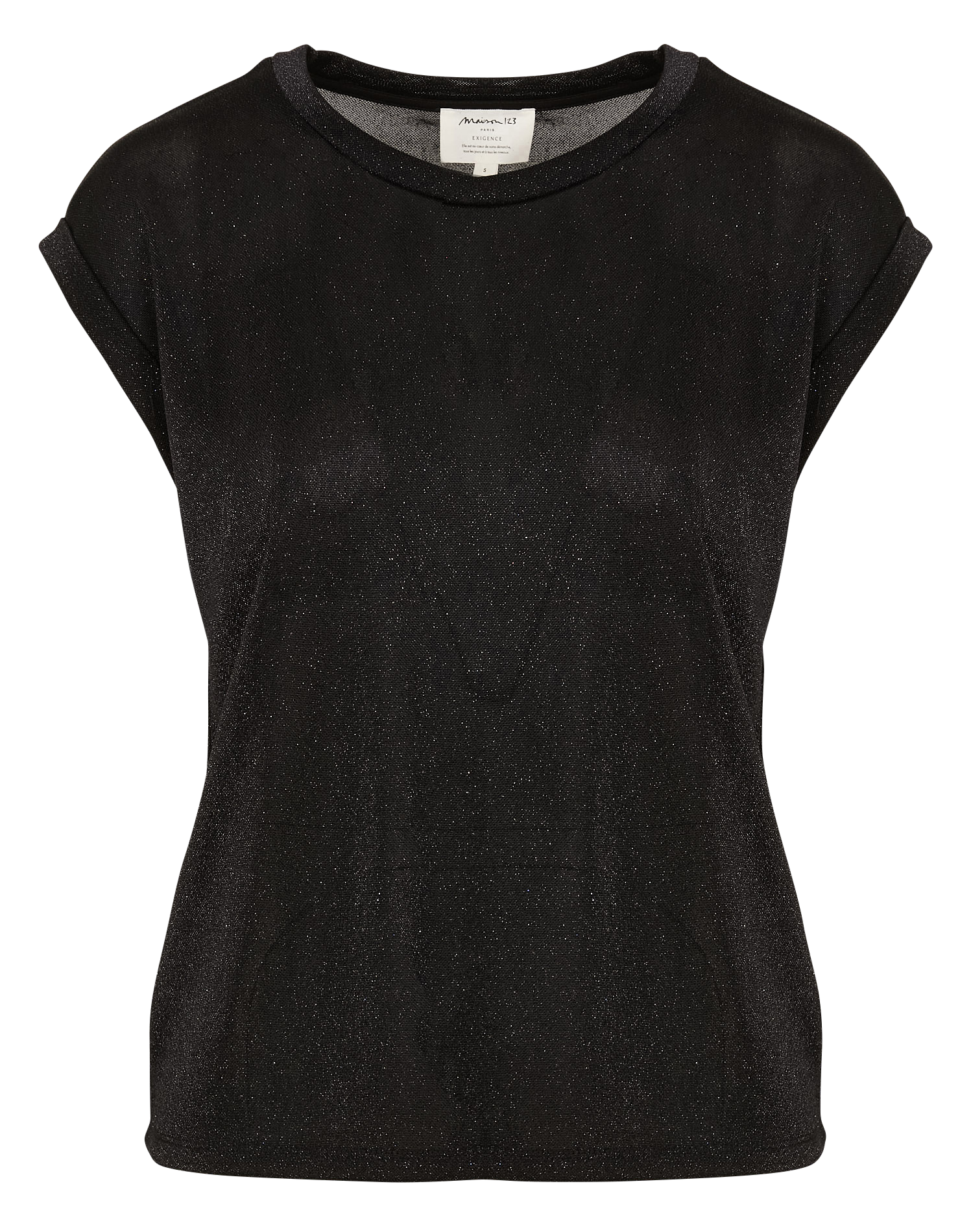TRINITY - Top droit pailleté | Noir