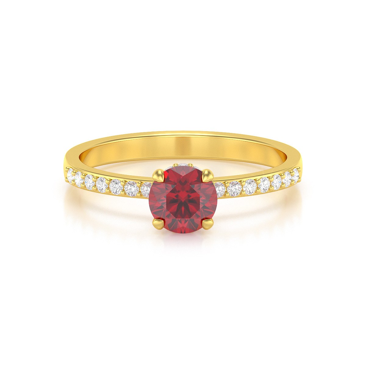 Bague ADEN Or 585 Jaune Rubis et diamants 2.4grs