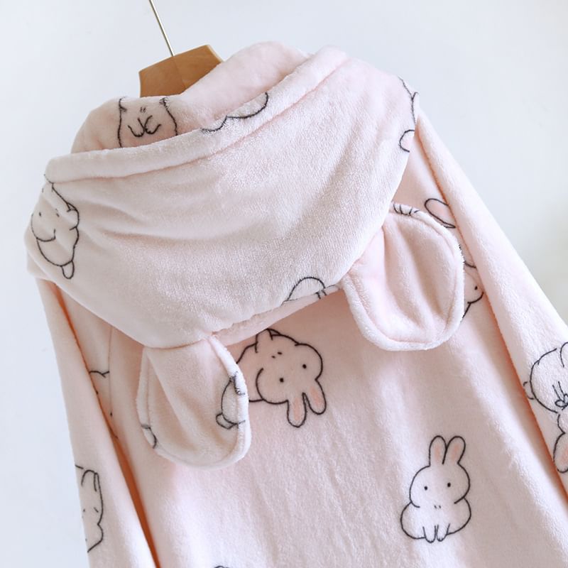 Somnus - Fleece gewaad met capuchon en knopen