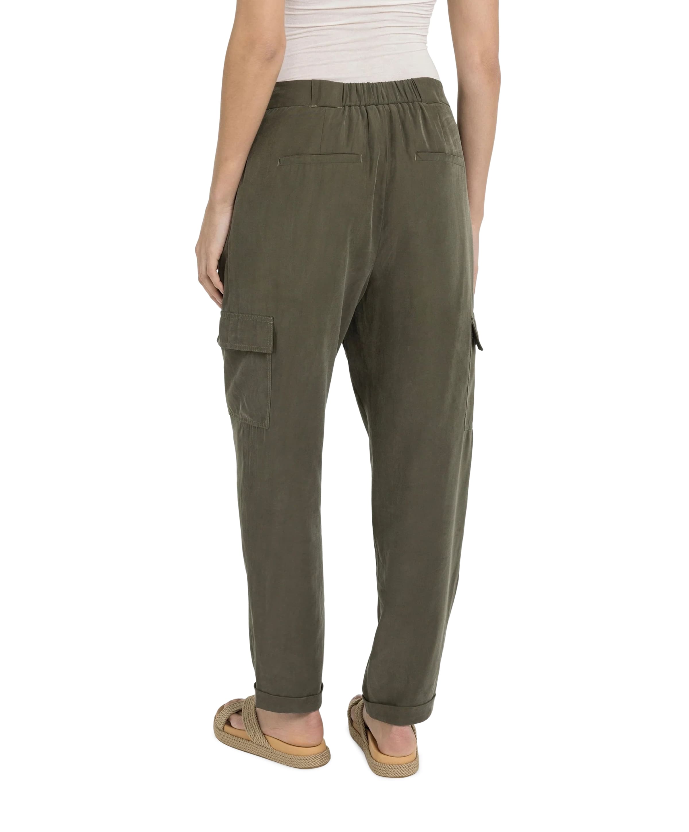 YAYA Woven staight leg cargo dames broek groen