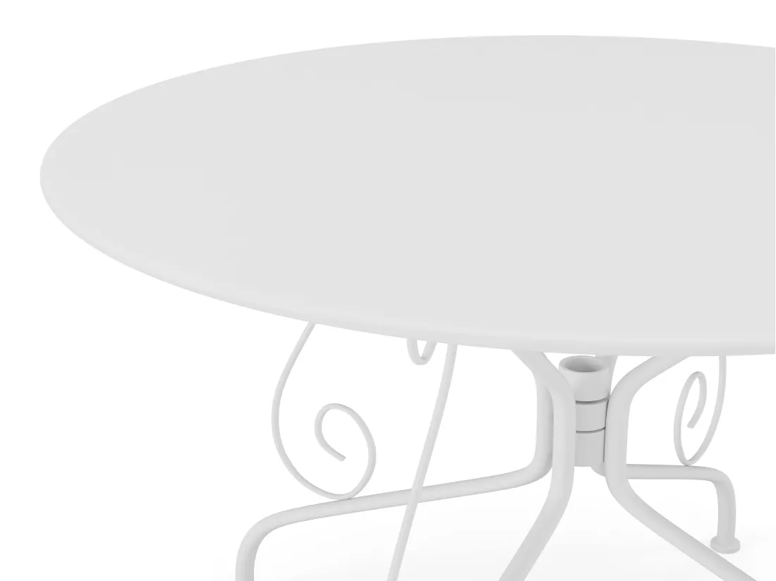 Table de jardin D.120 cm en métal façon fer forgé - Blanc - GUERMANTES de MYLIA